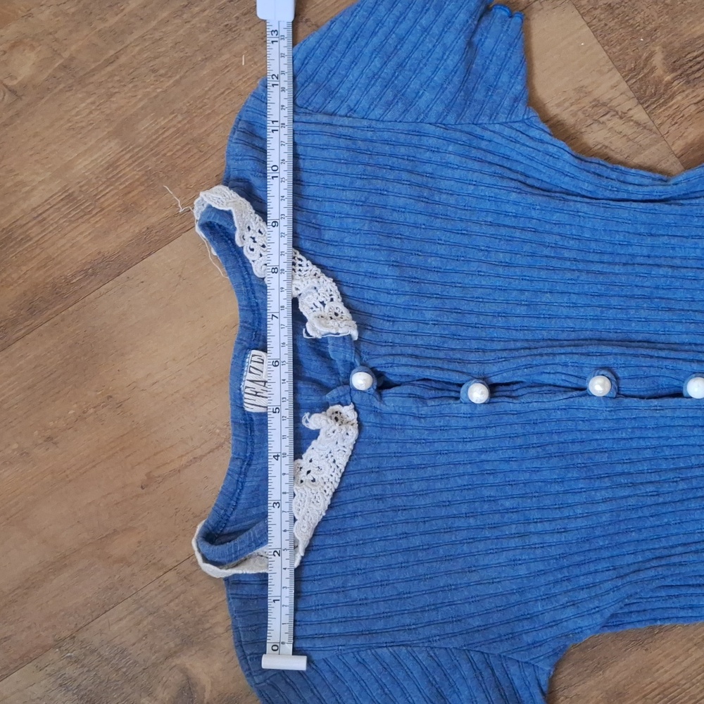 90s Vintage Kids Floral Denim Lace Collared Jumpsuit - Picture 11 of 14